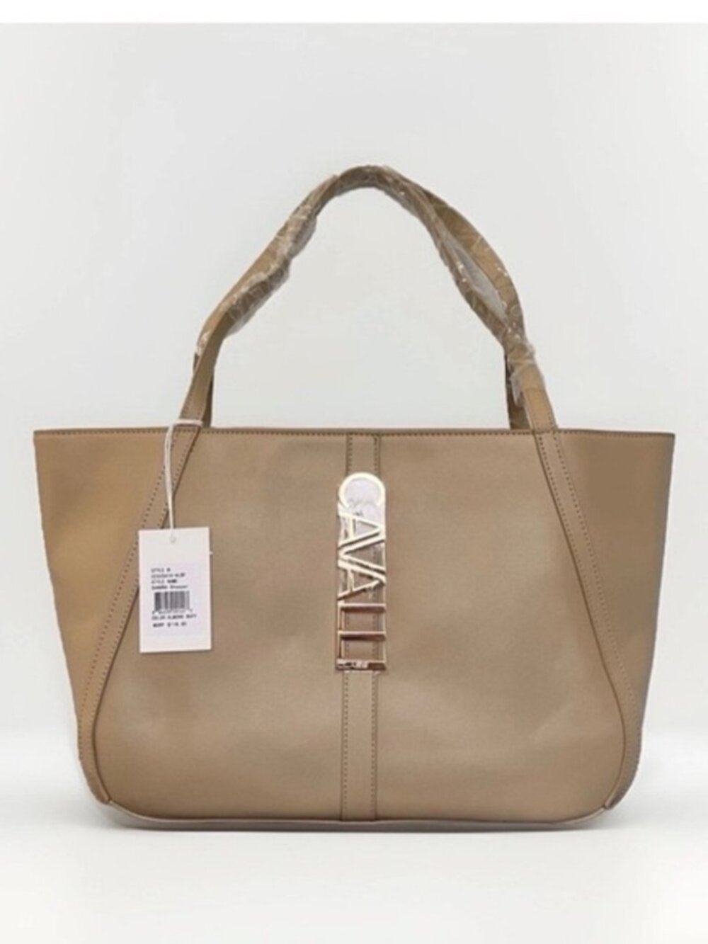 Cavalli Class Sandra Tan Almond Shopper Tote Bag Purse NWT